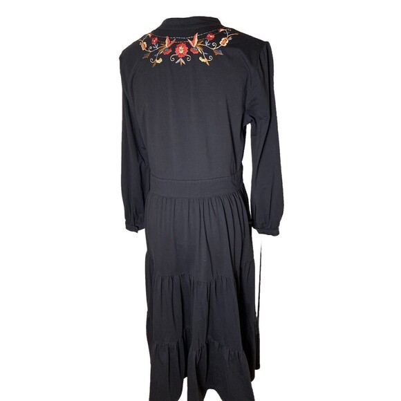 Eshakti Wayward Fancies Boho Maxi Embroidered Dress Size Large Pockets Whimsy - Picture 5 of 14